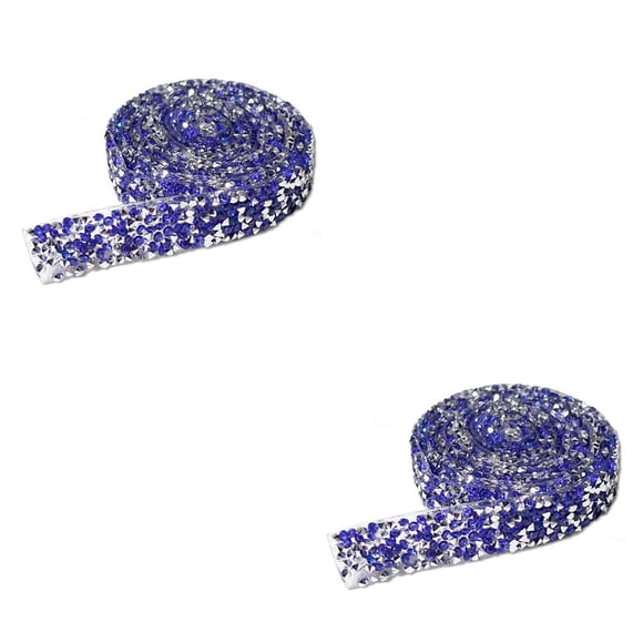 Yuarrent Pegatinas ostentosas Resina Cristal Decoración Fix Decor Beads Llamativo Taladro Tira con Lustre Plata Blue 1 2.5cm Plata Azul Real 1 2.5 cm 2piezas