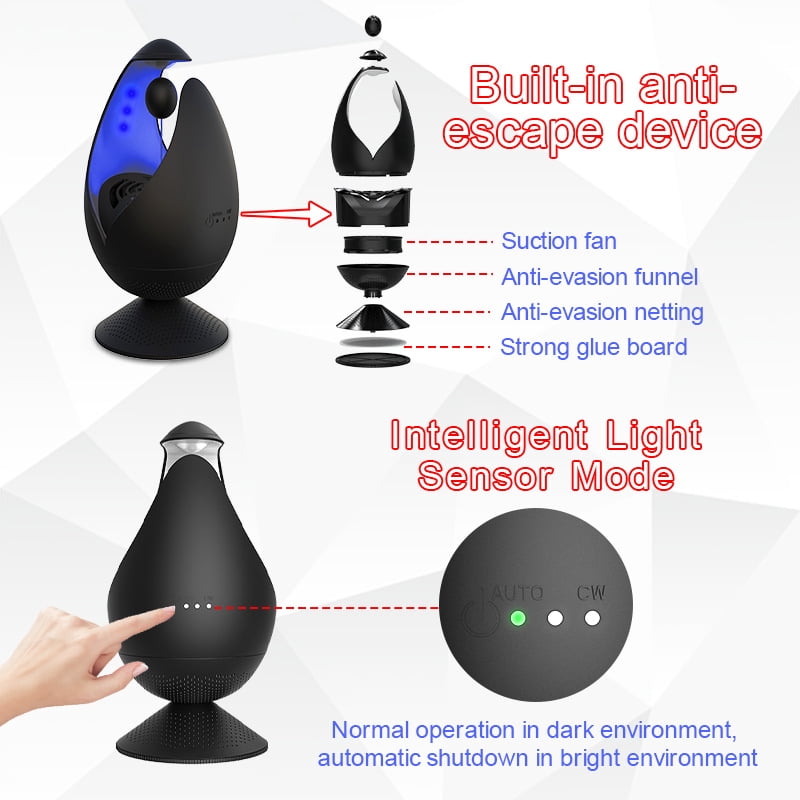 Mosquito Killer Lamp - Environmentally Friendly Household Dining Room Triple Anti-Escape Inhaled Mosquito Killer Lamp Mosquito Catching Lamp Black+White