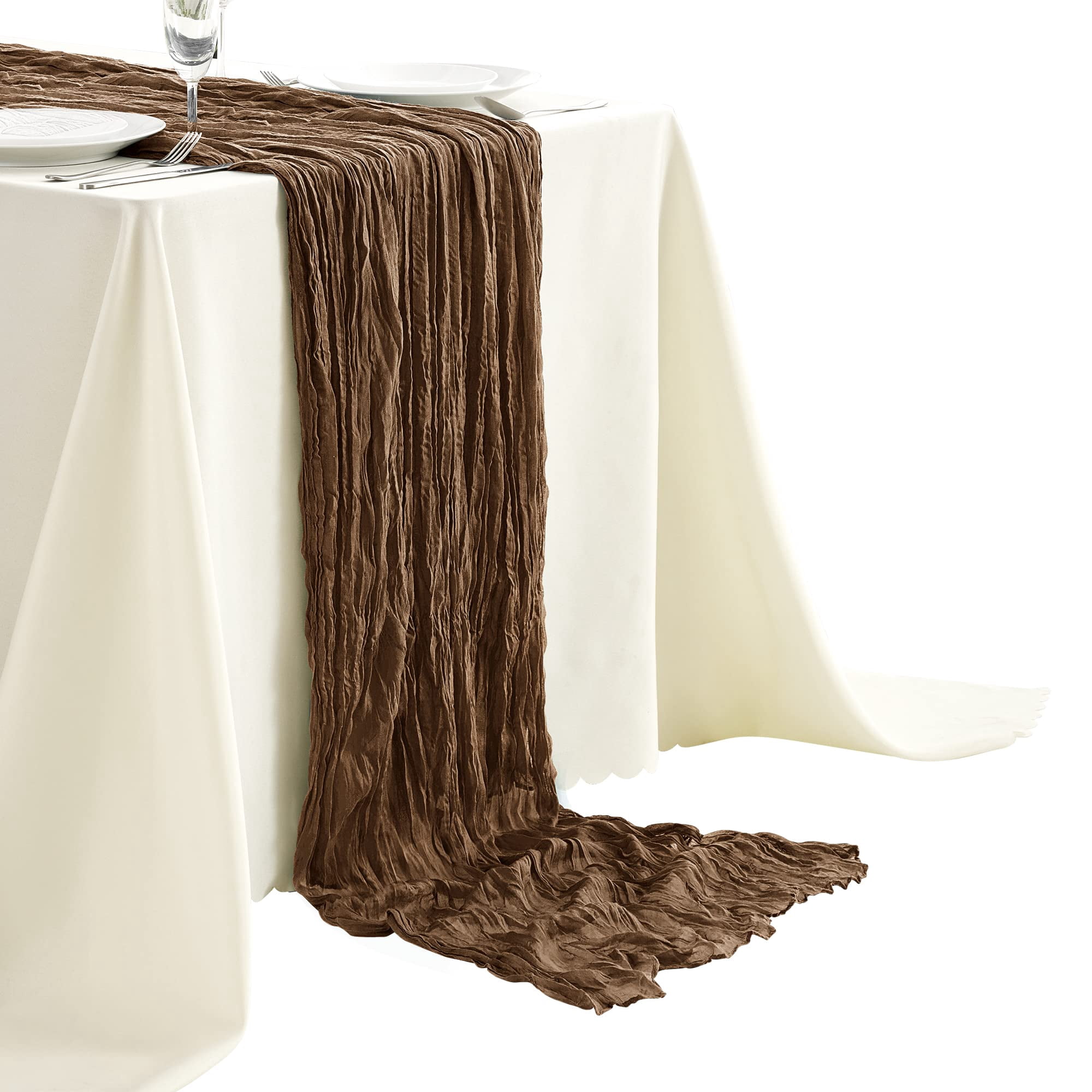 6 Pack Sage Green Cheesecloth Table Runners 10ft Wide Gauze Boho for Bridal Shower Wedding Table Decorations