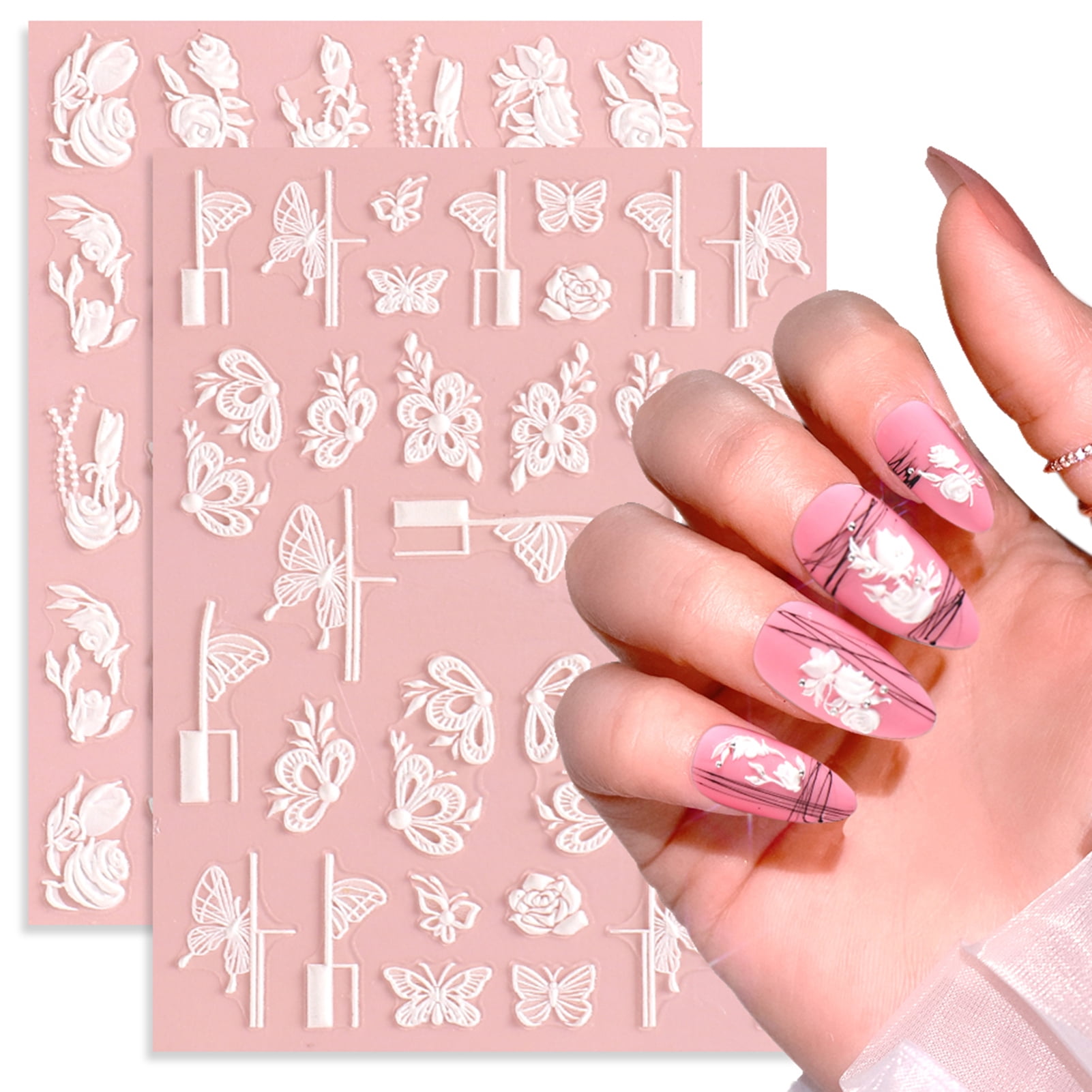 nail art stickers lv Embossed Flower Bubble Pattern Self-Adhesive