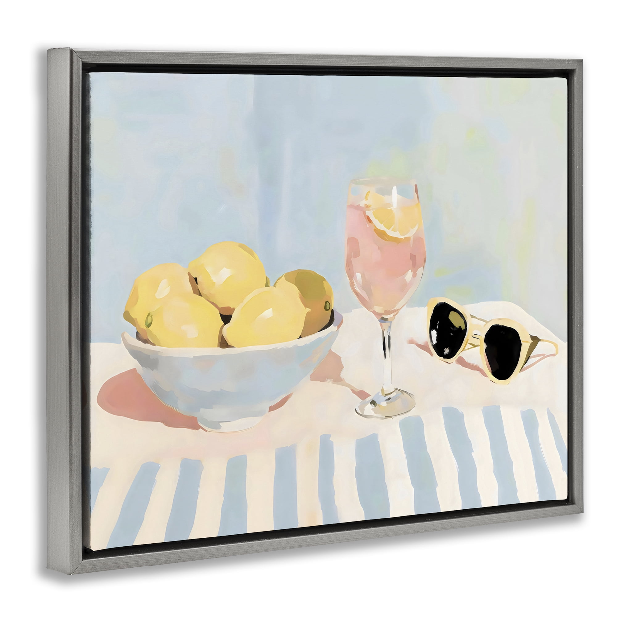 Stupell Industries Aperol & Summer Lemons Gray Framed Floater Canvas Wall Art, design by Sisi and Seb
