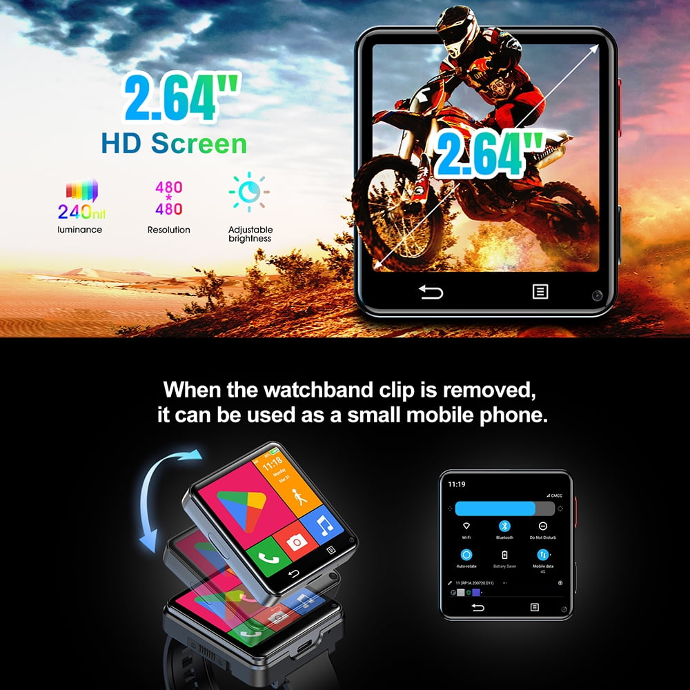 Rainbuvvy 4G Android Smart Watch 2.64 inch Single SIM card MTK6761 4GB 64GB GPS Bluetooth 5.0 Built-in Android 11.0 WIFi with dual camera 2MP/8MP Compass function 1200mAh type-c sports watch