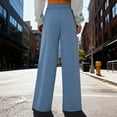 thumbnail image 4 of Lightweight Womens Wide Leg Pants High Waisted Palazzo Trousers, 100% Polyester Wrinkle Resistant Comfortable Work Pants in Blue,Size L, 4 of 9