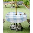 thumbnail image 3 of Outdoor Tablecloth with Umbrella Hole and Zipper Blue Plaid Round Outdoor Tablecloths 60 Inch Table Cloths Spring Buffalo Stripe Patio Table Cloth Cover for Outdoor Tables Picnic Garden, 3 of 6