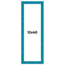 12x40 Frame Blue Teal Burl Wood Picture Frame | 1.75 Inch Moulding Width | Interior Frame Depth 0.5