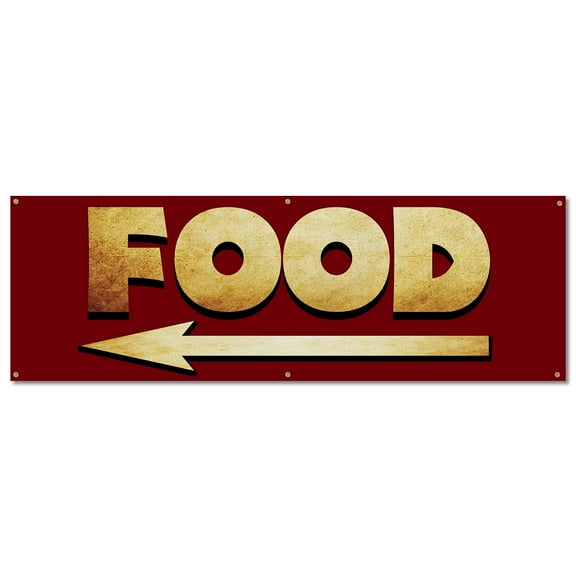 Food | 24" X 72" Banner | Outdoor Vinyl Sign With Grommets | Truck Restaurant Advertising Displays | Made in The USA