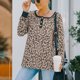 thumbnail image 2 of Blusa de cuello redondo con bonito estampado de otoño/invierno, lavable a máquina, talla S, blusa de manga larga con estampado de leopardo, 2 of 8