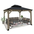thumbnail image 3 of Aoodor 12 x 14 ft Wooden Frame Steel Roof, Patio Backyard Deck and Lawns, 3 of 12