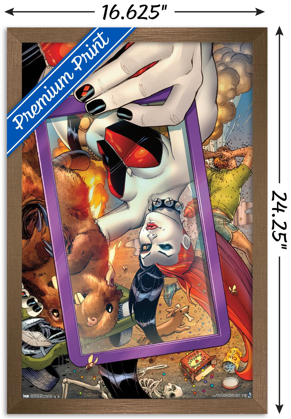DC Comics - Harley Quinn - Selfie Wall Poster, 14.725" x 22.375", Framed