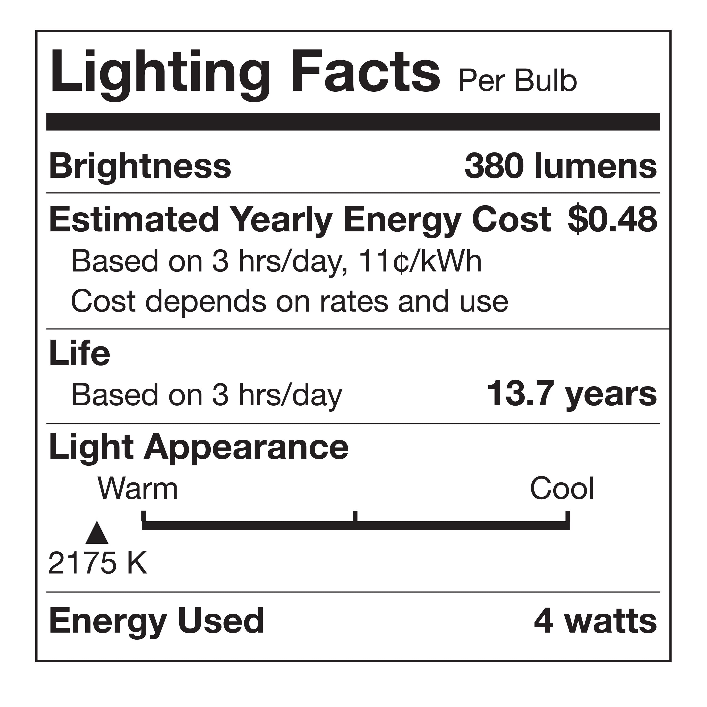 Better Homes & Gardens LED Vintage Light Bulb, A19 40 Watts Amber Classic Filament, E26, Dim - 4 Pk
