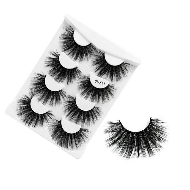 Nvzi 4 pares de pestañas de visón tenues, pestañas postizas de aspecto natural con volumen 6D, 6DX16