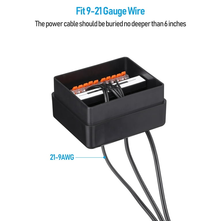 2 Pack 10-Way Junction Hub, 12-15V AC/DC Low Voltage Outdoor