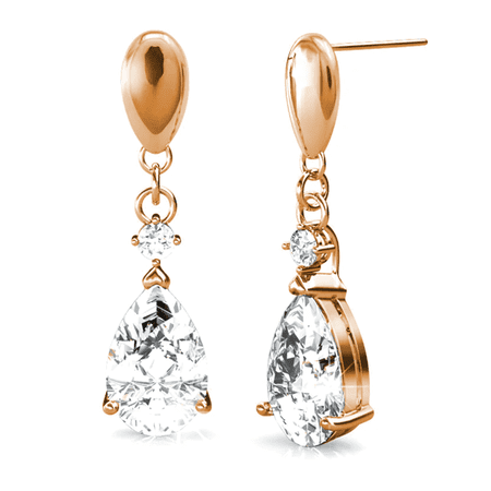 Cate & Chloe Zoey 18k Rose Gold Plated Teardrop Earrings with Swarovski Crystals Gift for Women