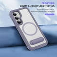 thumbnail image 2 of for Samsung Galaxy S25+ Case,[Built-in Invisible Kickstand],Compatible with MagSafe,Military-Grade Drop Protection Double Layer Shockproof Slim Translucent Matte Phone Case,Lightpurple+Clear, 2 of 7