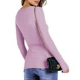 thumbnail image 4 of Fantaslook Fitted Long Sleeve Shirts for Women Stretch Casual Basic Tops Crewneck Ribbed Tees Shirts, 4 of 8