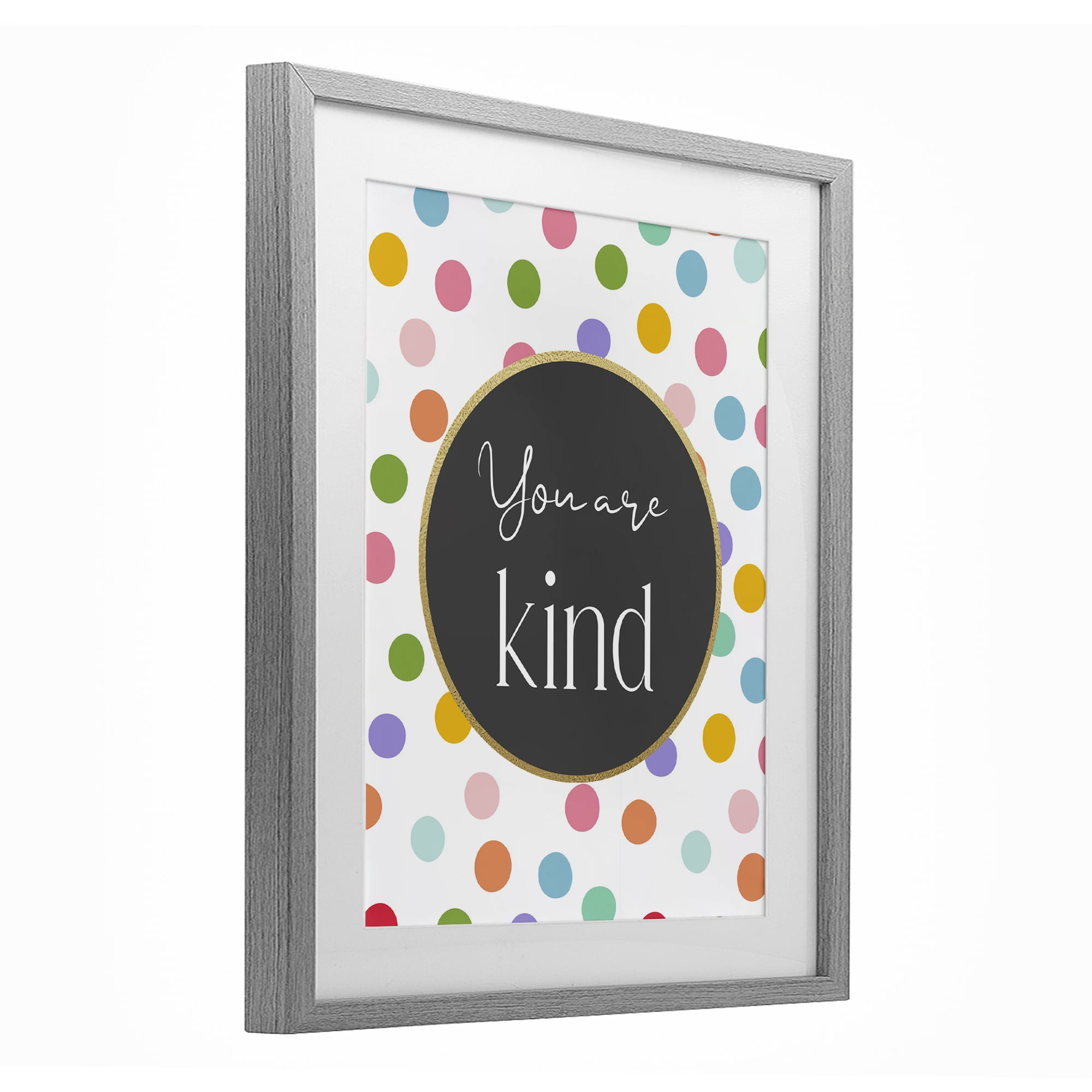 Stupell Industries You Are Kind Polka Dots Gray Framed Print Under Glass, design by Christine Simpson Art