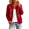 thumbnail image 5 of LEKODE Winter Cardigan Sweaters for Women Button Down Lightweight Trendy Jumper work outfits for women office Red L, 5 of 6