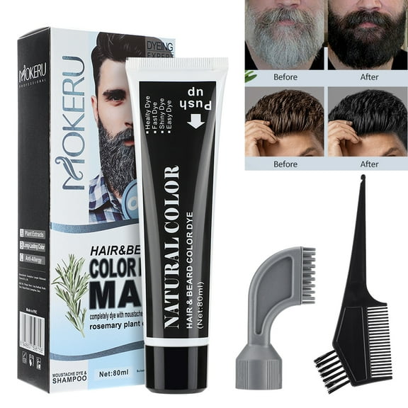 Hair Color Tint Kit, Male Mustache Repair Shape, Effective Enhance Facial Hair, DIY Salon-Quality Results at Home