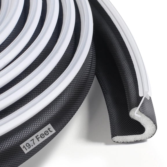 RYLZX 19.7FT, Black Extra Long Kerf Weather Stripping Door Seal for Large Gaps and Easy Installation