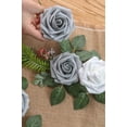 thumbnail image 3 of Flores artificiales Floroom de aspecto real, brillantes, plateadas y grises, rosas de espuma, 50 unidades, 3 of 6