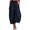 thumbnail image 2 of Bloomae Women's Stretchy Wide Leg Palazzo Capri Pants Casual Wide Elastic High Waist Baggy Lounge Capris Loose Fit Dressy Cropped Trousers with Pockets, 2 of 8