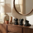thumbnail image 4 of Contemporary Resin Elephant Objects for Home Accent - Ornaments for Bathroom, Office, Room and Living Room Display - Sculptural Figurine for Shelf or Coffee Table Decor - Set of 3, 6", 6", 5", Black, 4 of 13