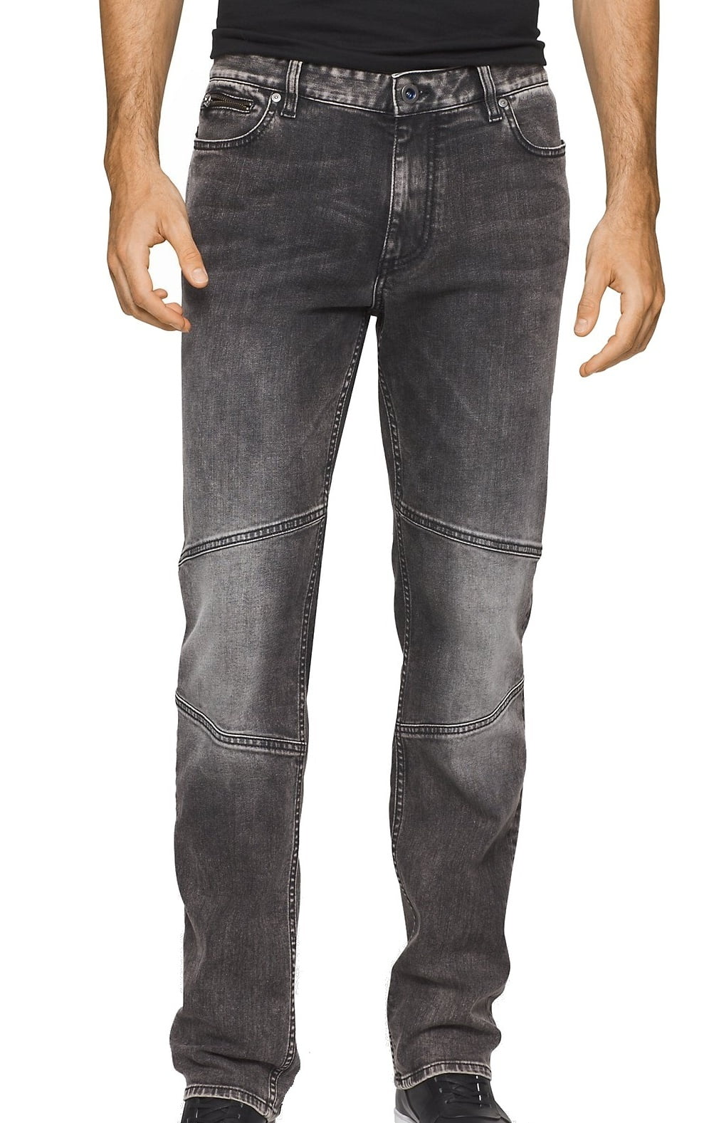 Calvin Klein NEW Black Mens Size 34X32 Seamed Slim Straight Leg Jeans