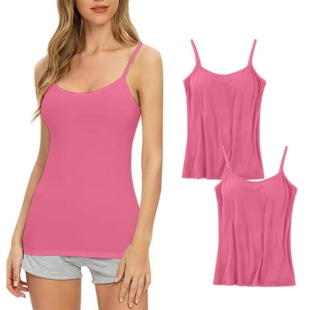 Mrat Nursing Sports Bra Women Camisole Built-In Bra Cup Strap Supportive Padded Tank Tops Layering Cami Undershirt for Yoga S-40 Hot Pink-A 4XL