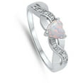 thumbnail image 4 of CHOOSE YOUR COLOR Heart Infinity Knot White Simulated Opal Promise Ring .925 Sterling Silver CZ Female Size 7, 4 of 4