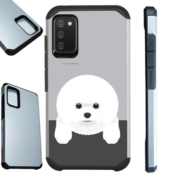 Compatible with Samsung Galaxy A02s Hybrid Fusion Guard Phone Case Cover (Cute Dog Bichon Frise)