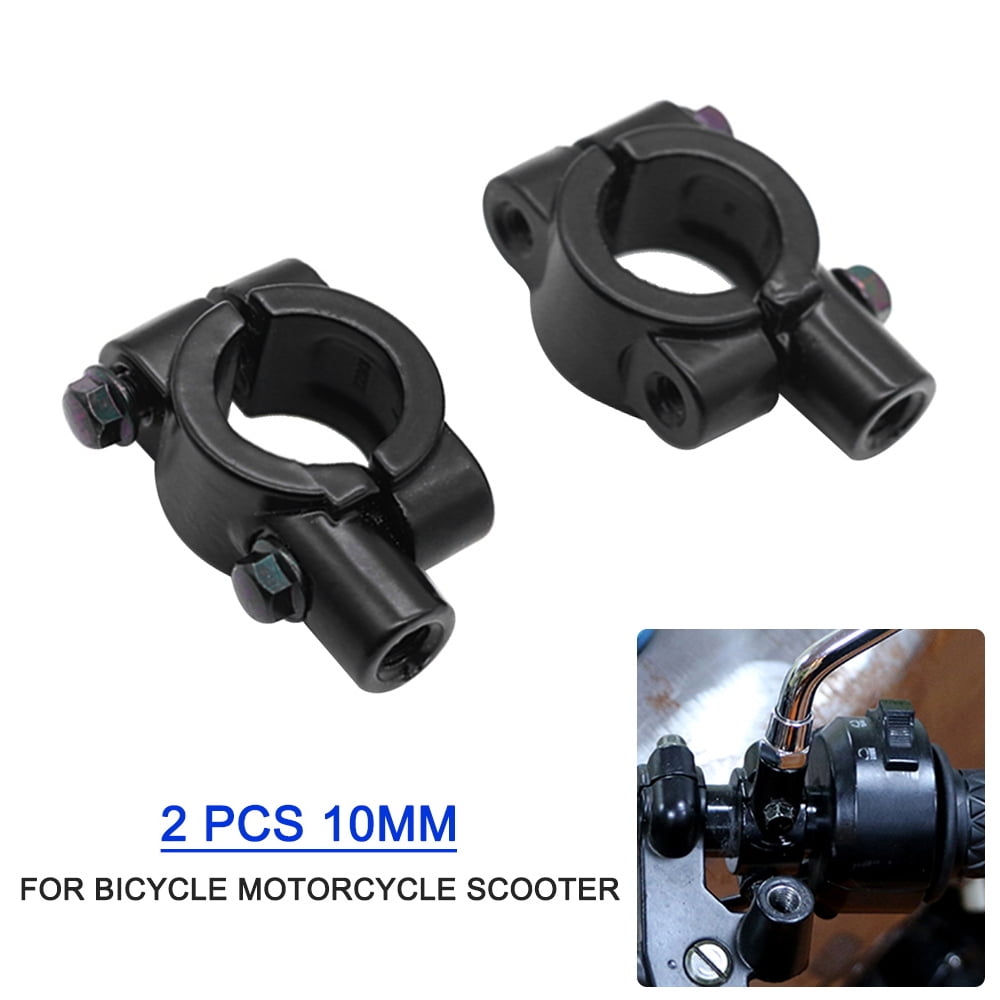 silver, 10mm 2pcs 25mm Motorcycle Handlebar Rear View Mirror Mount Holders Motorbike Mirror Mount Clamp Brackets Accessories 