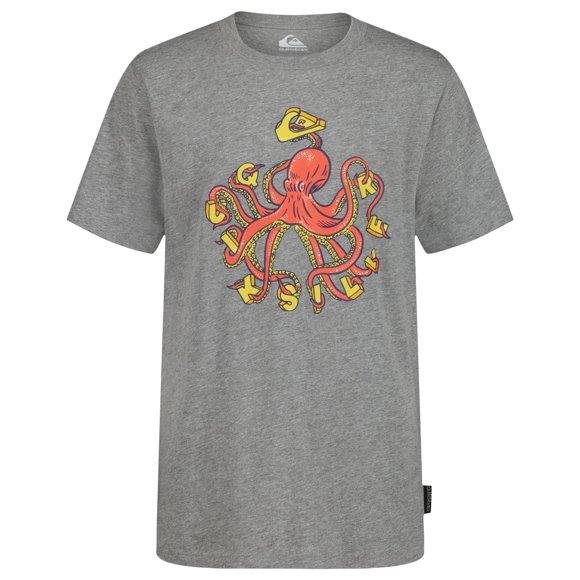 Camiseta Quiksilver 14-16 gris con diseño de pulpo
