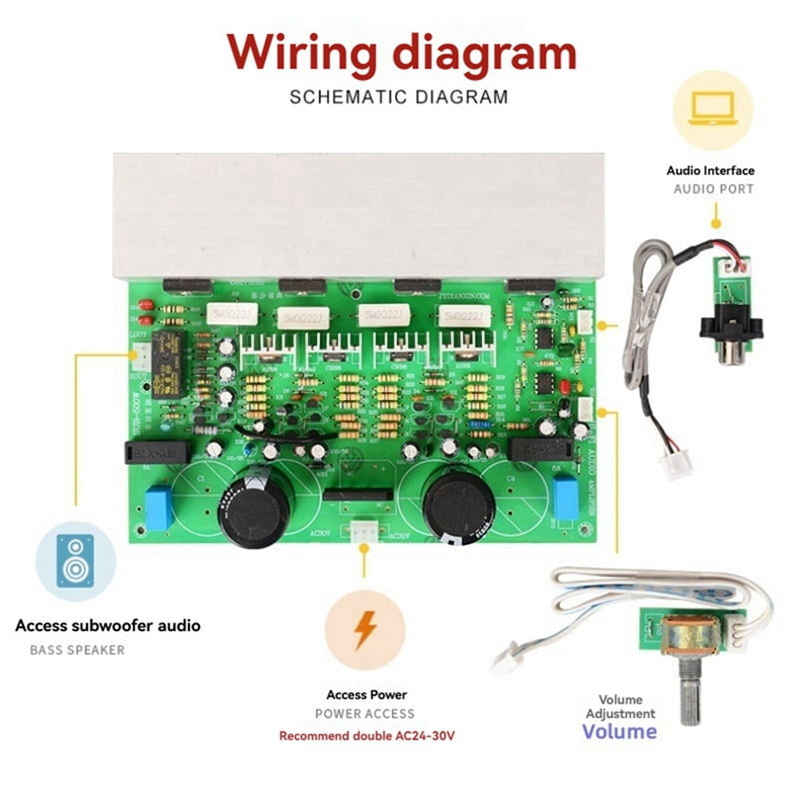 500W A1943/C5200 Highly Power Subwoofer Sound Amplifiers Board AC24-30V Heavy Sound Amplificador Module