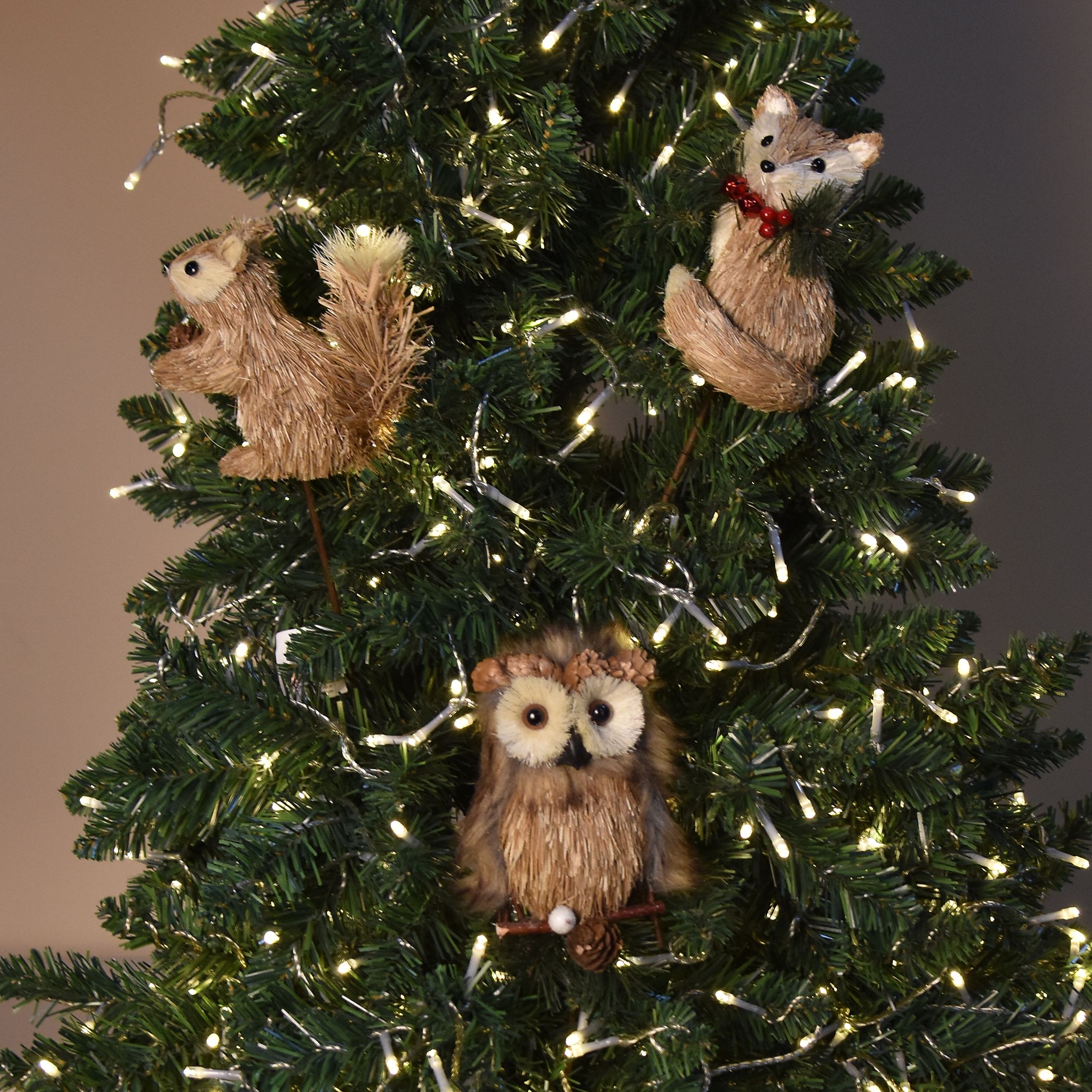Holiday Time 3ast Brown Sisal Animals Decorative Winter Pick,15"