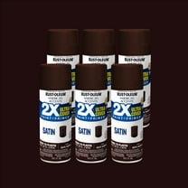 6 Pack, Dark Walnut Rust-Oleum American Accents 2X Ultra Cover Satin Spray Paint-327941, 12 oz
