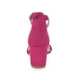 thumbnail image 2 of BLISSFUL STEP Women's Shoes Open Toe Mid Block Heel Ankle Strap Faux Suede Sandals Hot Pink 5, 2 of 7