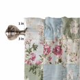 thumbnail image 5 of Pink Rose Kitchen Curtains Valance and Tier Set 3 Pieces,Blue Splicing Farmhouse Vintage Textures Small Window Curtains Set, 24 Inches Length Rod Pocket Short Window Treatment Tiers For Bathroom Cafe, 5 of 7