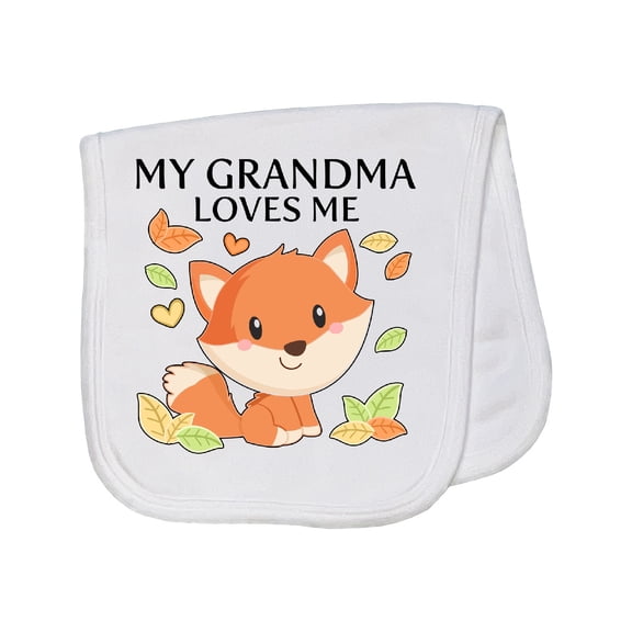 Inktastic My Grandma Loves Me Little Fox Baby Burp Cloth