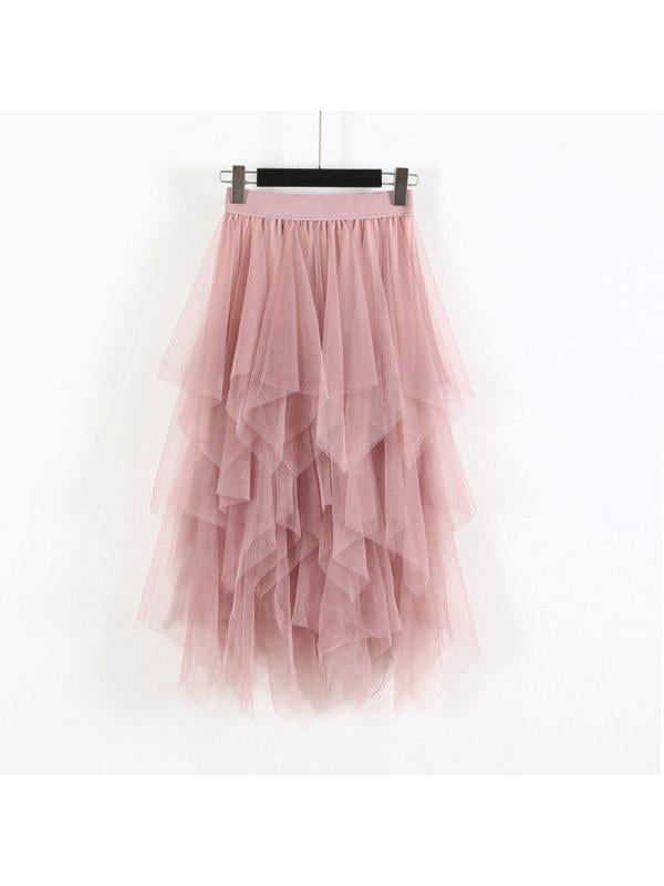 EXCHIC Women’s Elegant Mesh Layered Tulle Skirt Sheer Tutu Skirt Midi Dress
