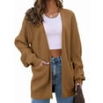 thumbnail image 1 of Womens Oversized Cardigan Soft Knit Cardigan Sweater with Pockets Camel XXL, 1 of 7