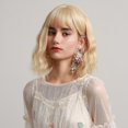 thumbnail image 1 of Pretfy 38cm Short Hair Wigs Sexy Wavy Blonde Hair Wig with Bang Heat Resistant Synthetic for Women Cosplay Party Daily Use, 1 of 4