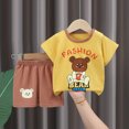 thumbnail image 2 of Sgkm Toddler Baby Girls Trendy Clothes for 2t 3t Girls Cute Summer Short Sleeve T-Shirt Tops Shorts Clothes Sets Baby Outfits Brown 5-6 Years, 2 of 4