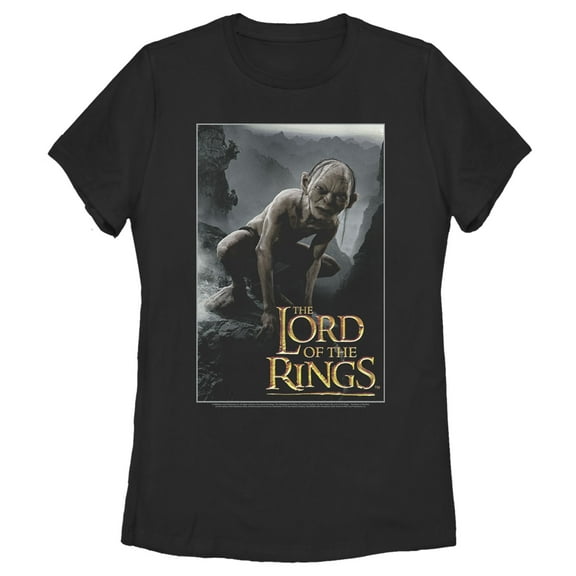 Women's The Lord of the Rings Fellowship of the Ring Gollum Movie Poster  Graphic Tee Black Medium