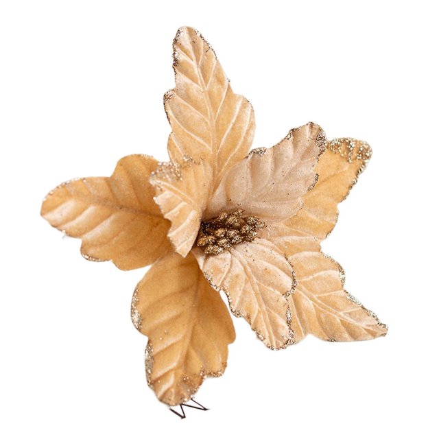Flor de Navidad Farfi, flor de Pascua Artificial de alta simulación, árbol de Navidad realista, purpurina, flor de Pascua para fiesta