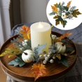 thumbnail image 5 of Kaireo Halloween Table Centerpiece Candle Holder with Pumpkin Design and Artificial Floral Ring, LED Candle Included for Spooky Fall Dinner Decor – Orange and White, 2 Count, 5 of 5