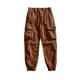 thumbnail image 2 of Pantalones largos de moda para hombre, casuales, de color sólido, cargo, con bolsillos y cremallera, cintura elástica, pantalones largos de algodón para hombre., 2 of 9