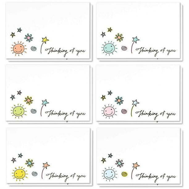 36 Assorted Pack Thinking of You Note Cards Bulk Box Set Blank on