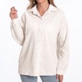 thumbnail image 7 of Kovlvoll Womens Long Sleeve Tops Cotton Linen Lapel Collared Button up Shirts Summer Lightweight Solid Color T-Shirt, 7 of 7