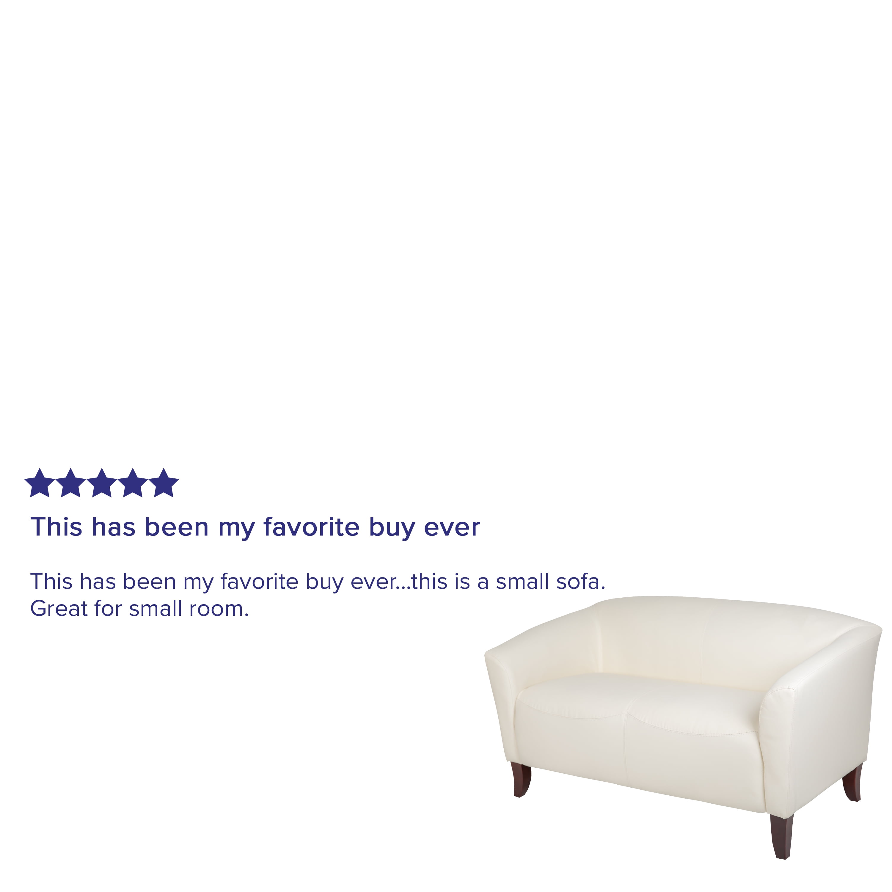 Emma + Oliver Ivory LeatherSoft Loveseat with Cherry Wood Feet