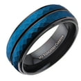 thumbnail image 3 of Metals Jewelry Men's / Women's Tungsten Carbide 8mm Wedding Band Hammered Black and Blue Plated Ring Size 11.5, 3 of 6